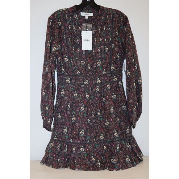 Joie D3264DA9305 Women's Sz 4 Chocolate Torte Floral Charmesse Cotton Dress - Picture 4 of 14